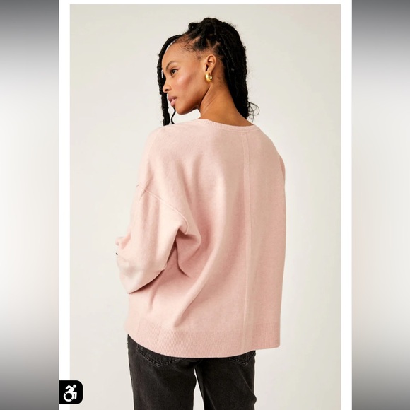 NWT Free People Women’s Luna Pullover Sweater in Pink Size Large - Picture 4 of 10